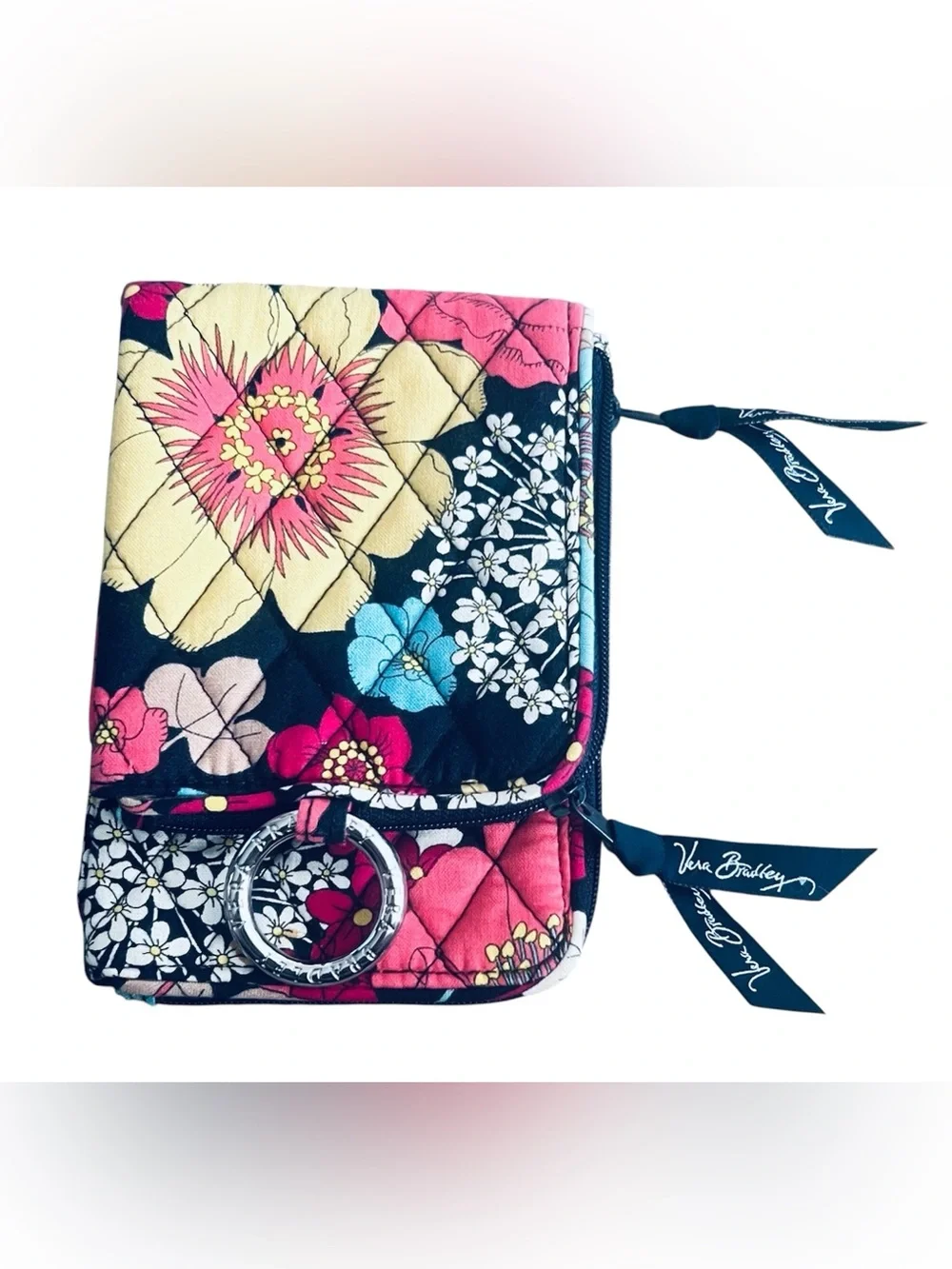 Vera Bradley Quilted Floral Wallet in Black Multi